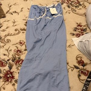 Blue Maxi Skirt with White Trim Sovere NWT